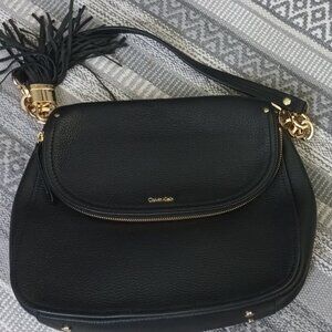CALVIN KLEIN BLACK BAG WITH TASSLES